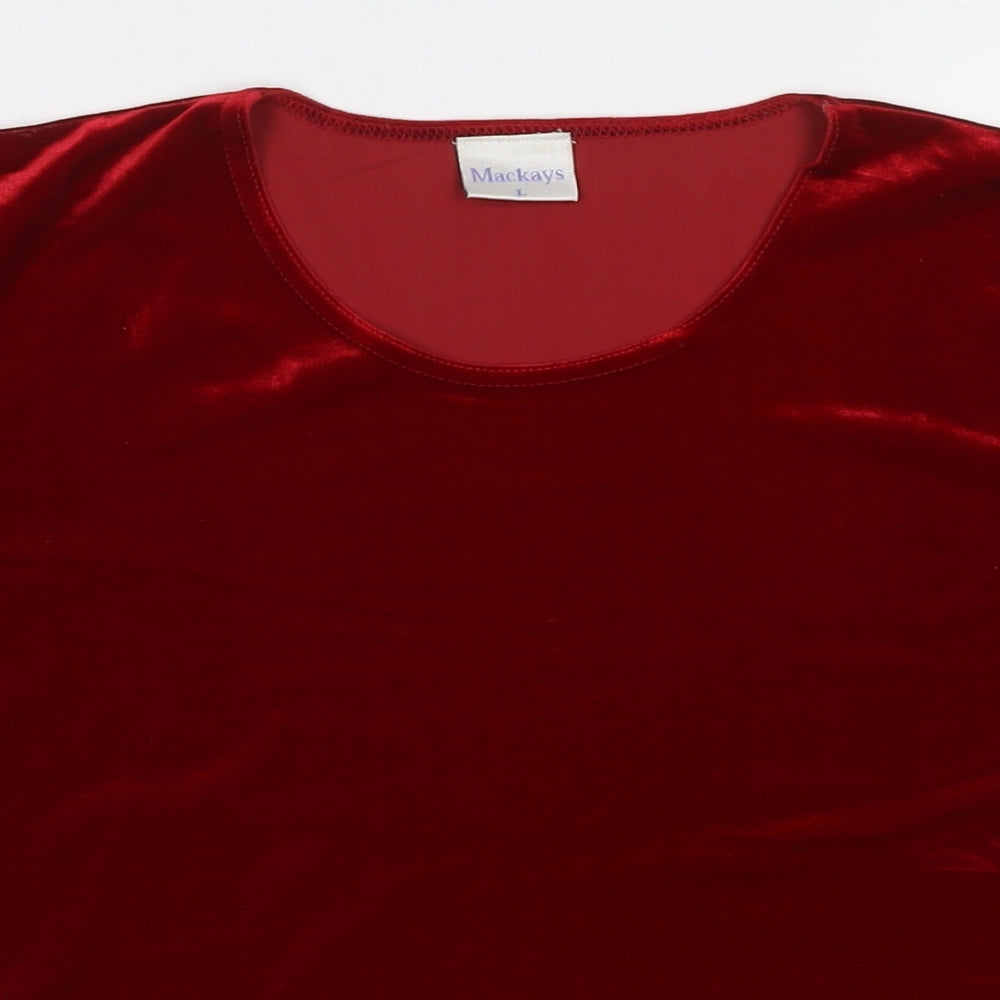 Mackays Womens Red Polyester Basic Blouse Size L Round Neck