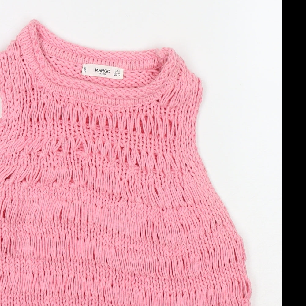 Mango Womens Pink Scoop Neck Polyester Pullover Jumper Size S