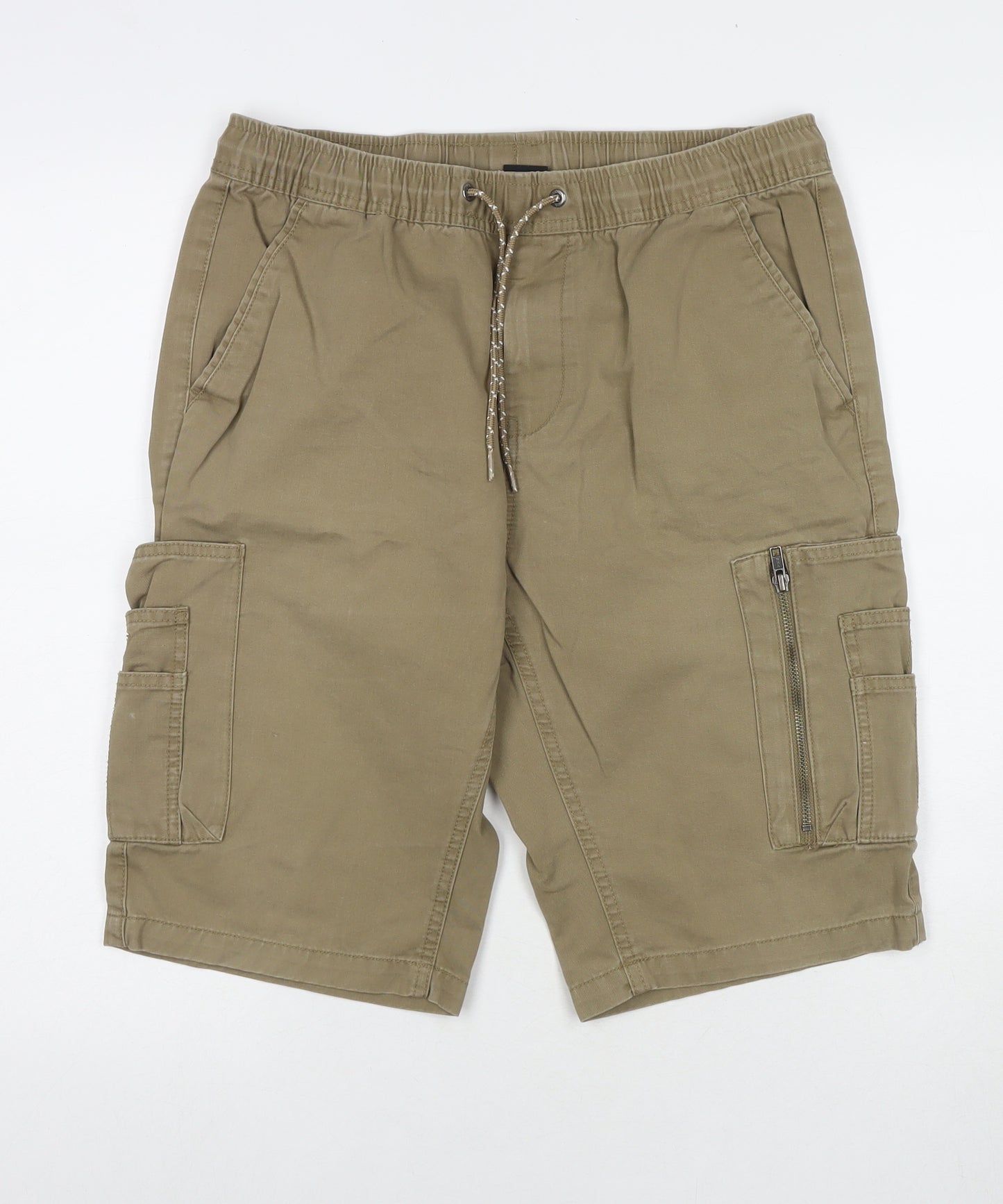 Clockhouse Mens Brown Cotton Cargo Shorts Size 32 in L10 in Regular Zip