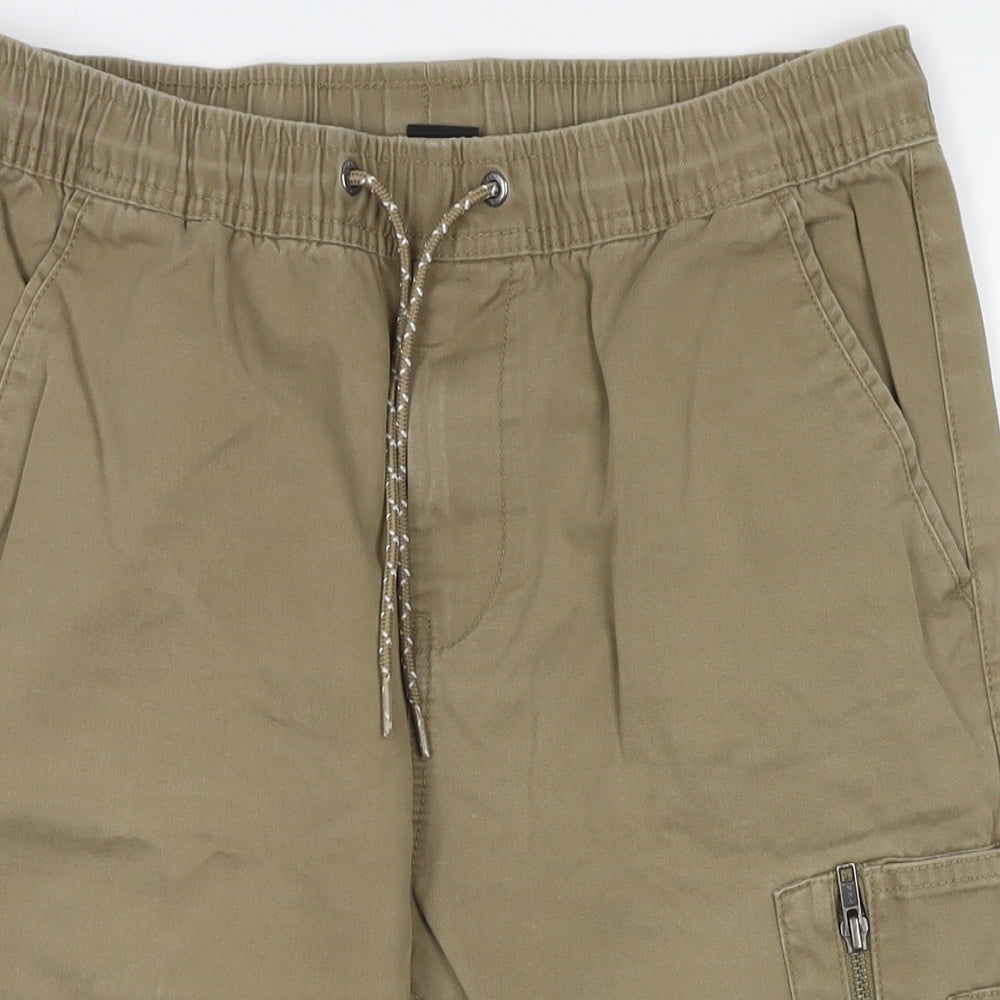 Clockhouse Mens Brown Cotton Cargo Shorts Size 32 in L10 in Regular Zip