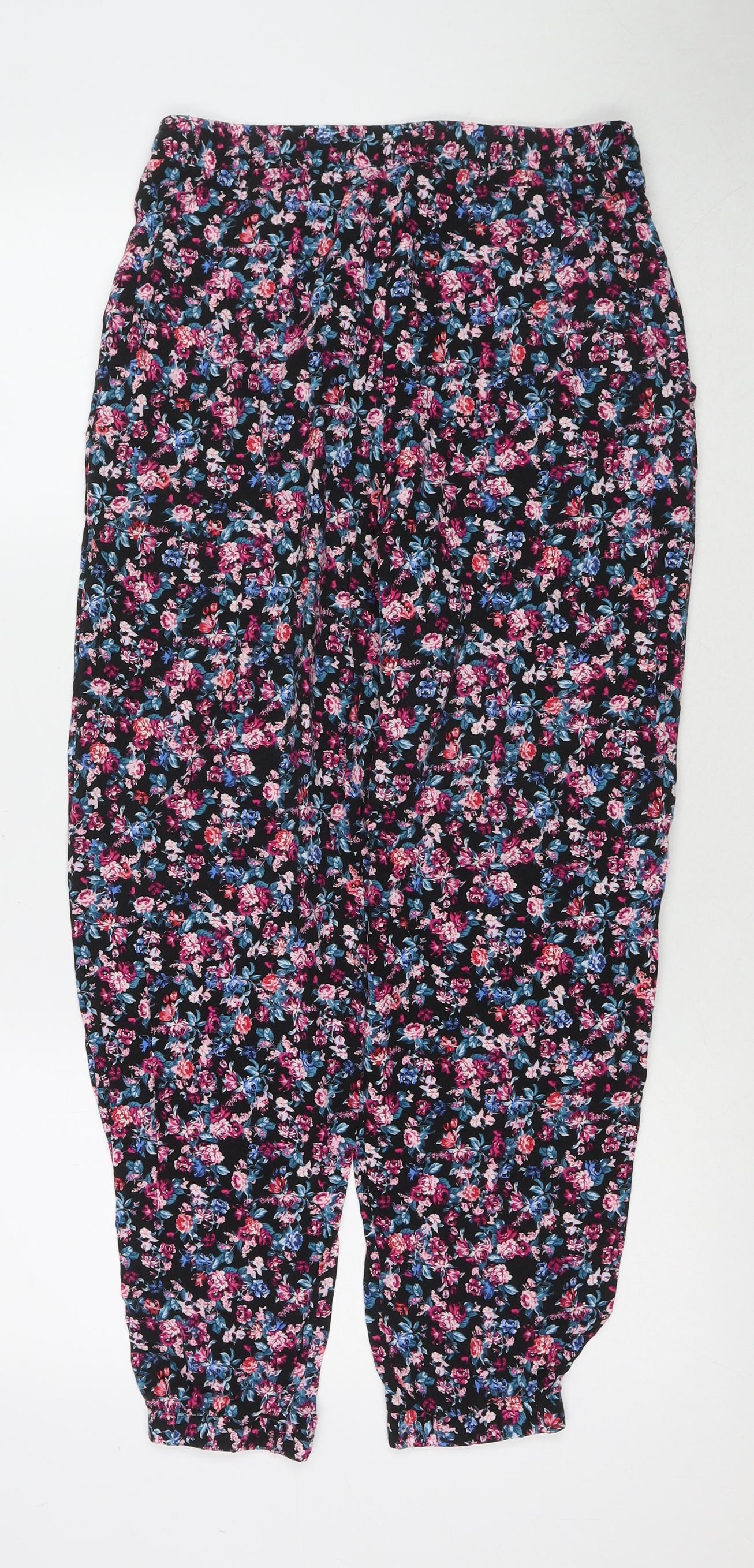 New Look Womens Multicoloured Viscose Harem Trousers Size 12 L26 in Regular Drawstring