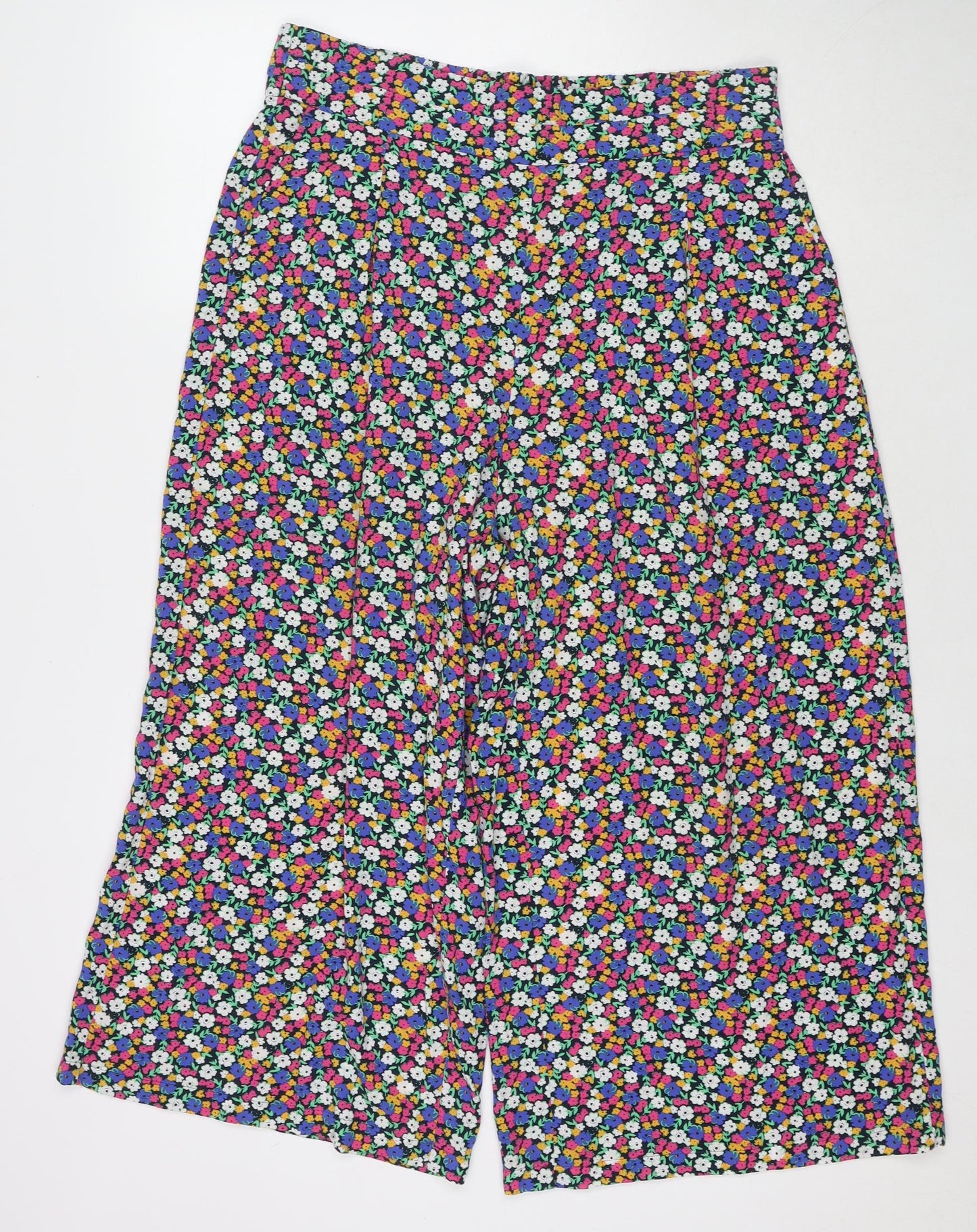 Marks and Spencer Womens Multicoloured Floral Viscose Trousers Size 14 L22 in Regular