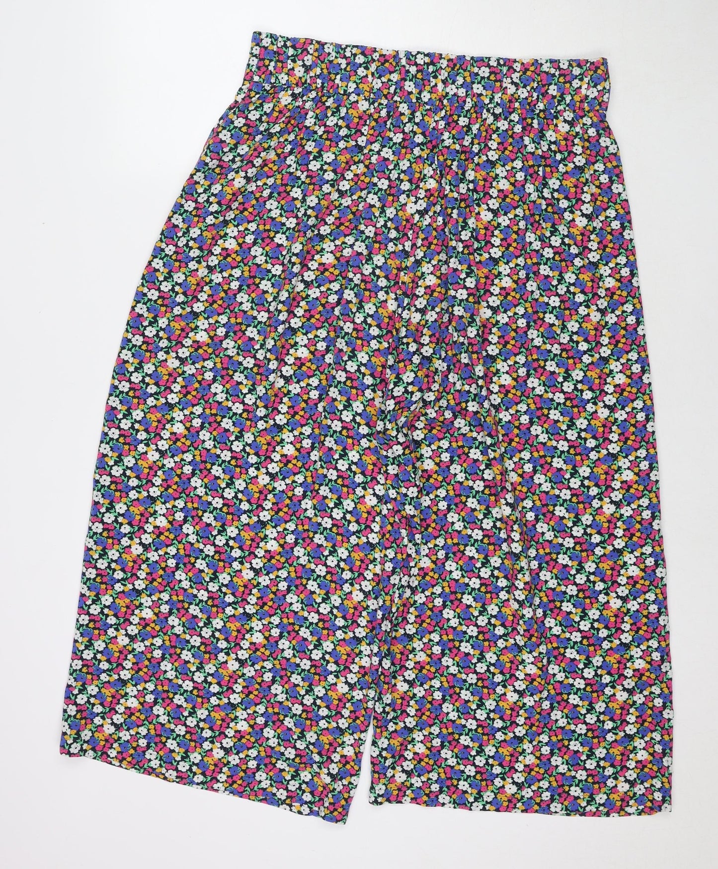 Marks and Spencer Womens Multicoloured Floral Viscose Trousers Size 14 L22 in Regular