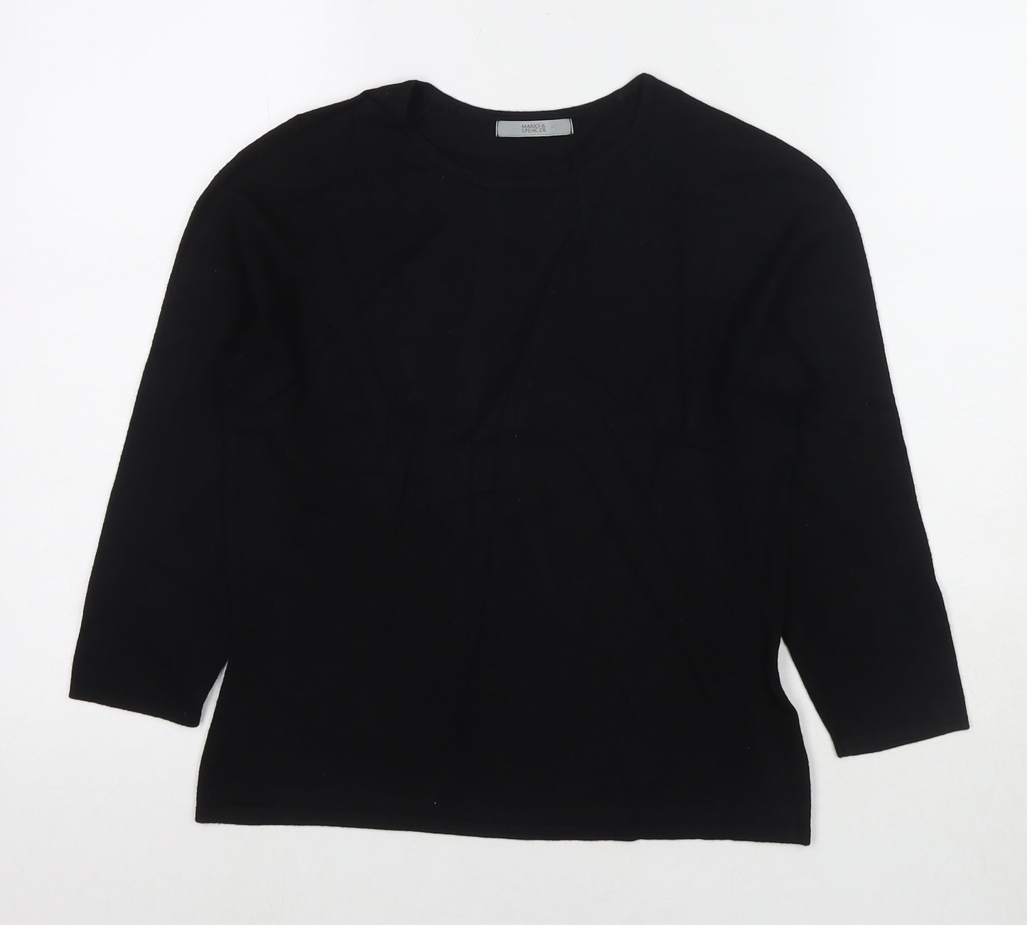 Marks and Spencer Womens Black Round Neck Viscose Pullover Jumper Size 14