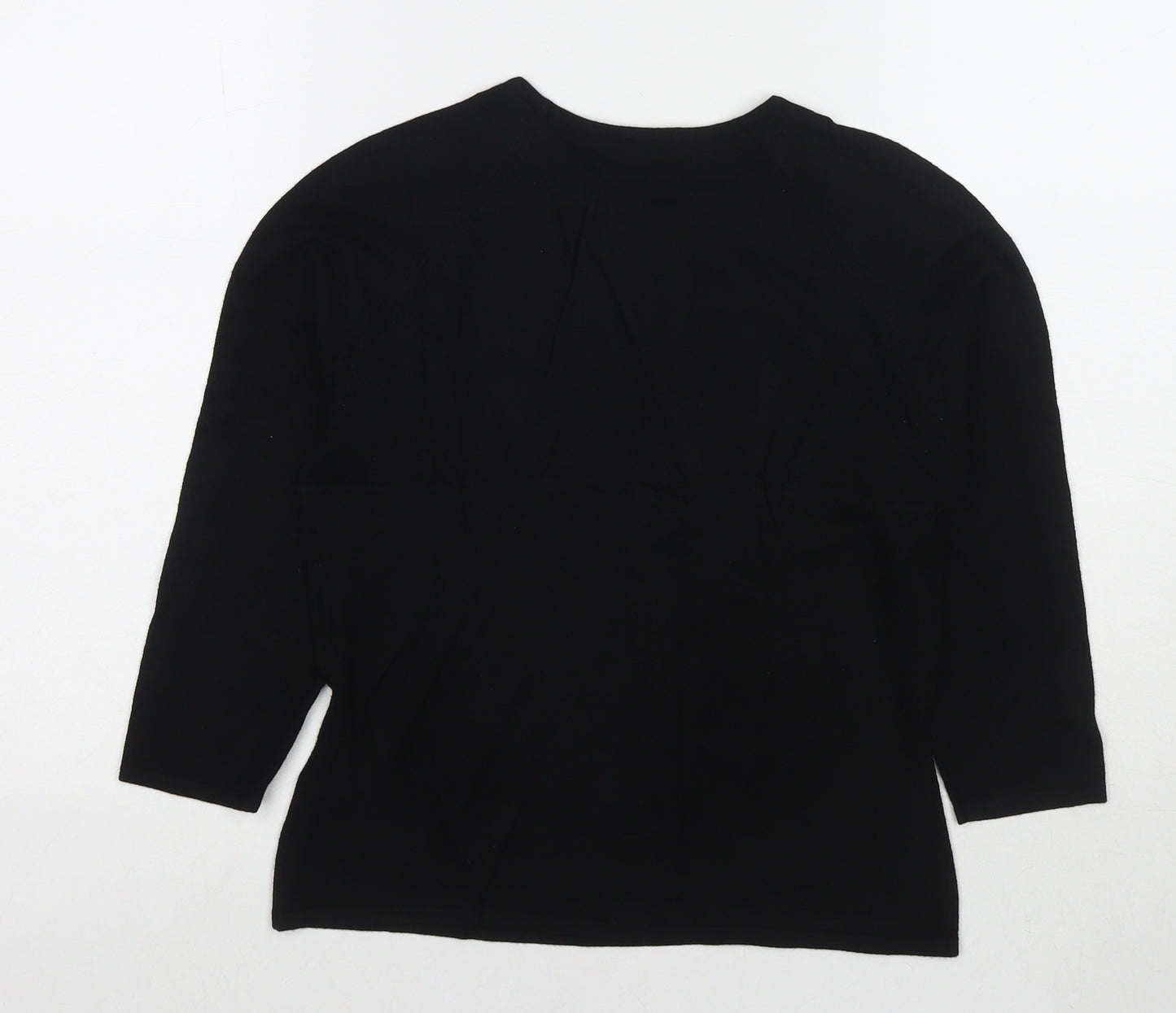 Marks and Spencer Womens Black Round Neck Viscose Pullover Jumper Size 14