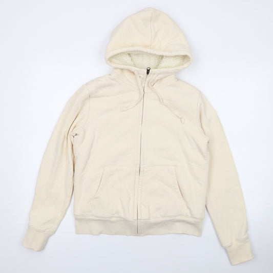 Uniqlo Womens Beige Cotton Full Zip Hoodie Size S Zip