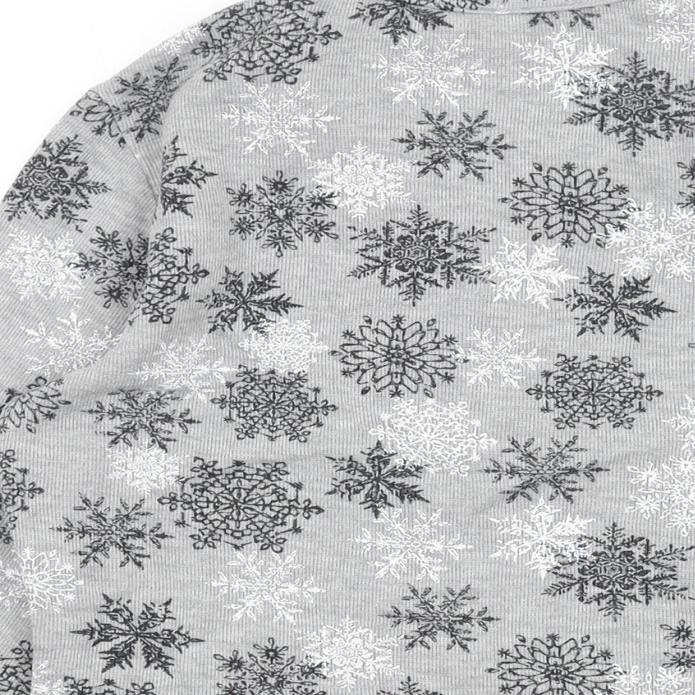 Baxter & Wells Womens Grey Collared Geometric Cotton Pullover Jumper Size S - Snowflakes