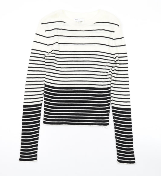 Topshop Womens Ivory Roll Neck Striped Acrylic Pullover Jumper Size M