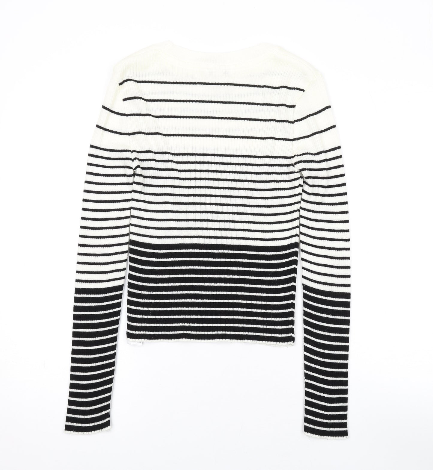 Topshop Womens Ivory Roll Neck Striped Acrylic Pullover Jumper Size M