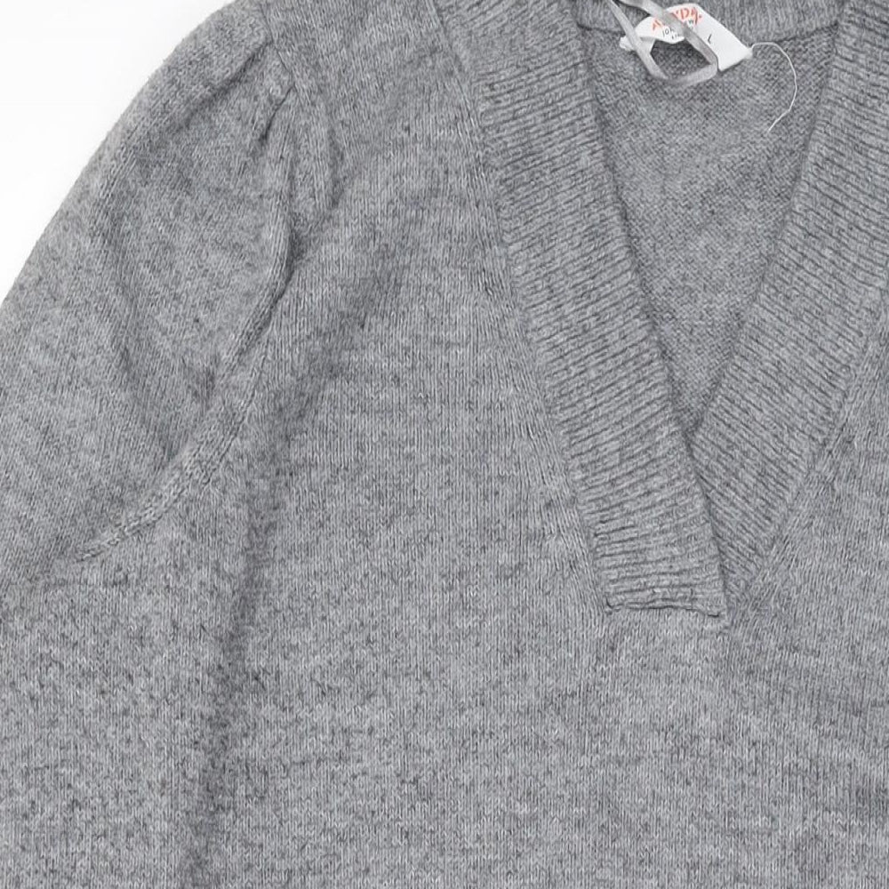 John Lewis Womens Grey V-Neck Acrylic Pullover Jumper Size L