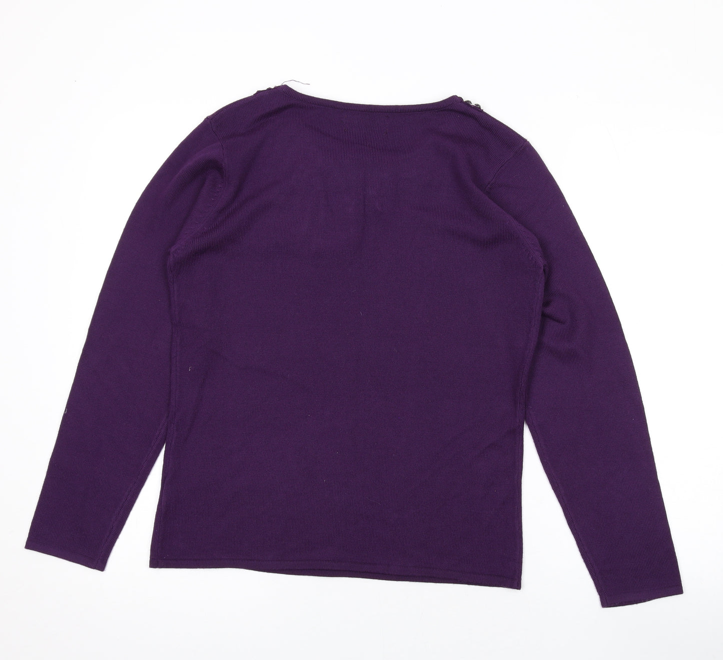 Casamia Womens Purple Round Neck Acrylic Pullover Jumper Size S