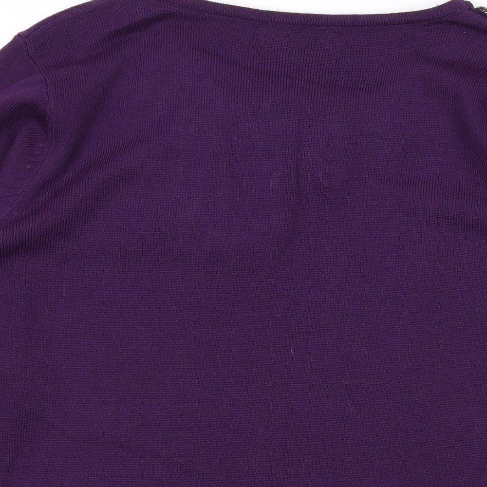 Casamia Womens Purple Round Neck Acrylic Pullover Jumper Size S