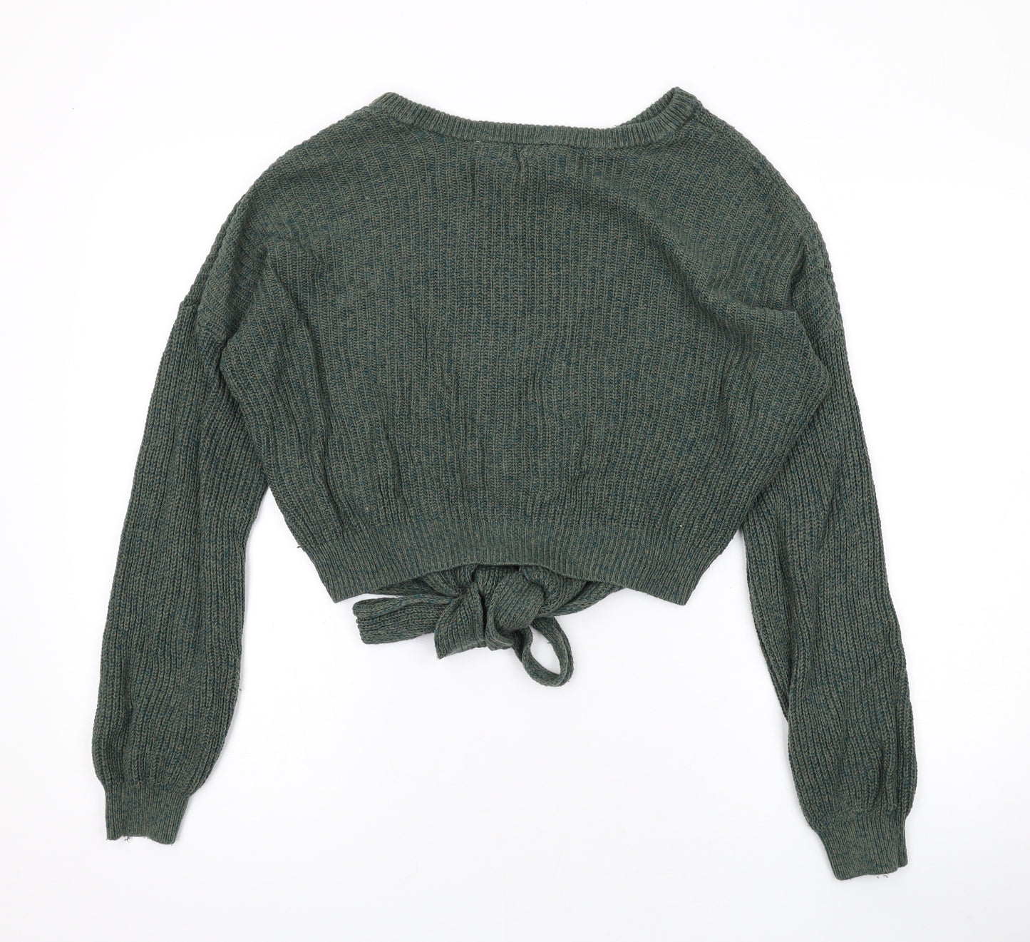 Hollister Womens Green Round Neck Cotton Pullover Jumper Size S