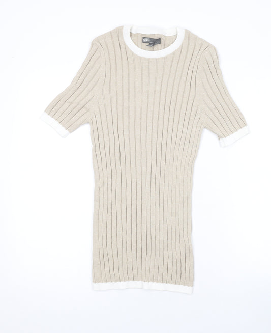 ASOS Womens Beige Round Neck Cotton Pullover Jumper Size M