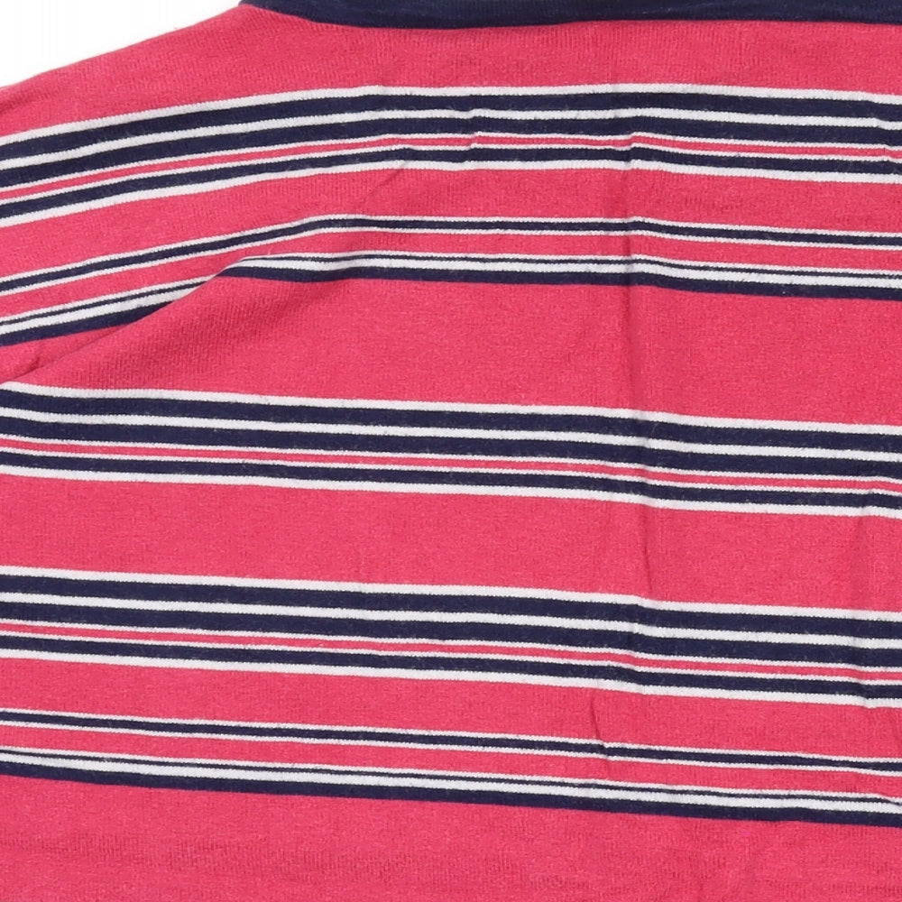 NEXT Womens Pink Round Neck Striped Cotton Pullover Jumper Size 14