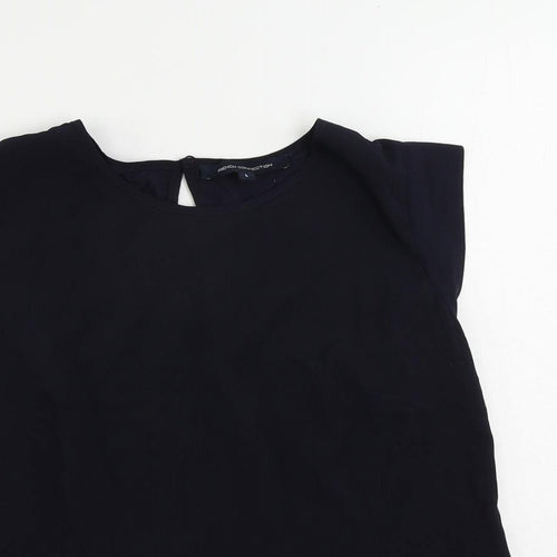 French Connection Womens Blue Polyester Basic Blouse Size L Round Neck