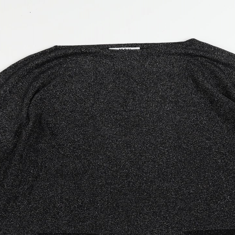 M & V Womens Black Round Neck Polyamide Pullover Jumper Size S - Pockets Glitter Size S-M