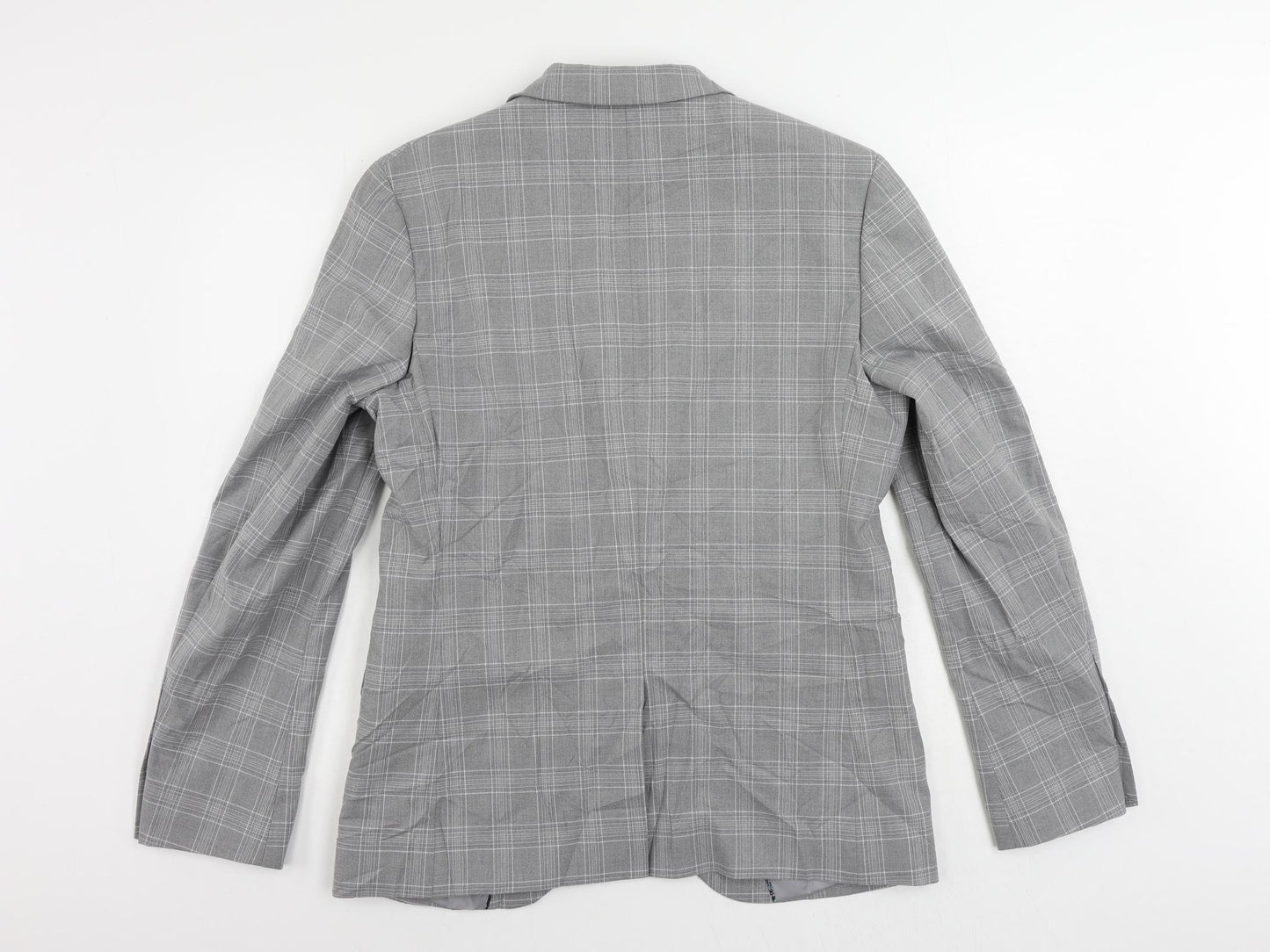 Marks and Spencer Mens Grey Plaid Polyester Jacket Suit Jacket Size 40 Regular