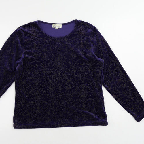 Emreco Womens Purple Paisley Polyurethane Basic Blouse Size 8 Round Neck