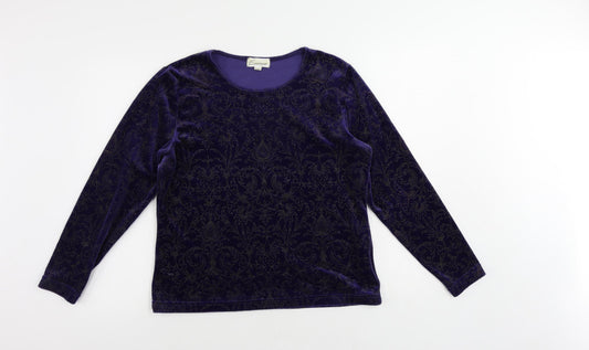 Emreco Womens Purple Paisley Polyurethane Basic Blouse Size 8 Round Neck