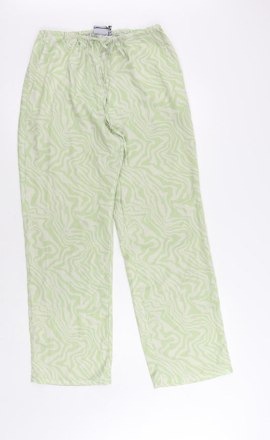 ASOS Womens Green Animal Print Polyester Trousers Size 10 L29 in Regular Drawstring - Adjustable Waist