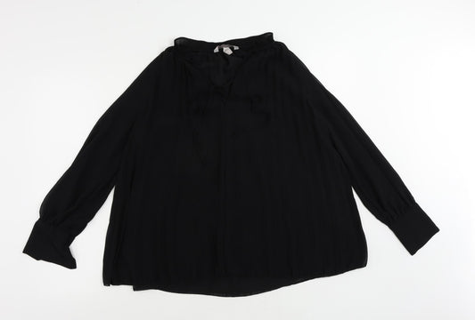 H&M Womens Black Polyester Basic Blouse Size S V-Neck - Pleated