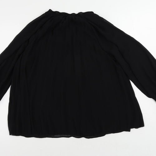 H&M Womens Black Polyester Basic Blouse Size S V-Neck - Pleated