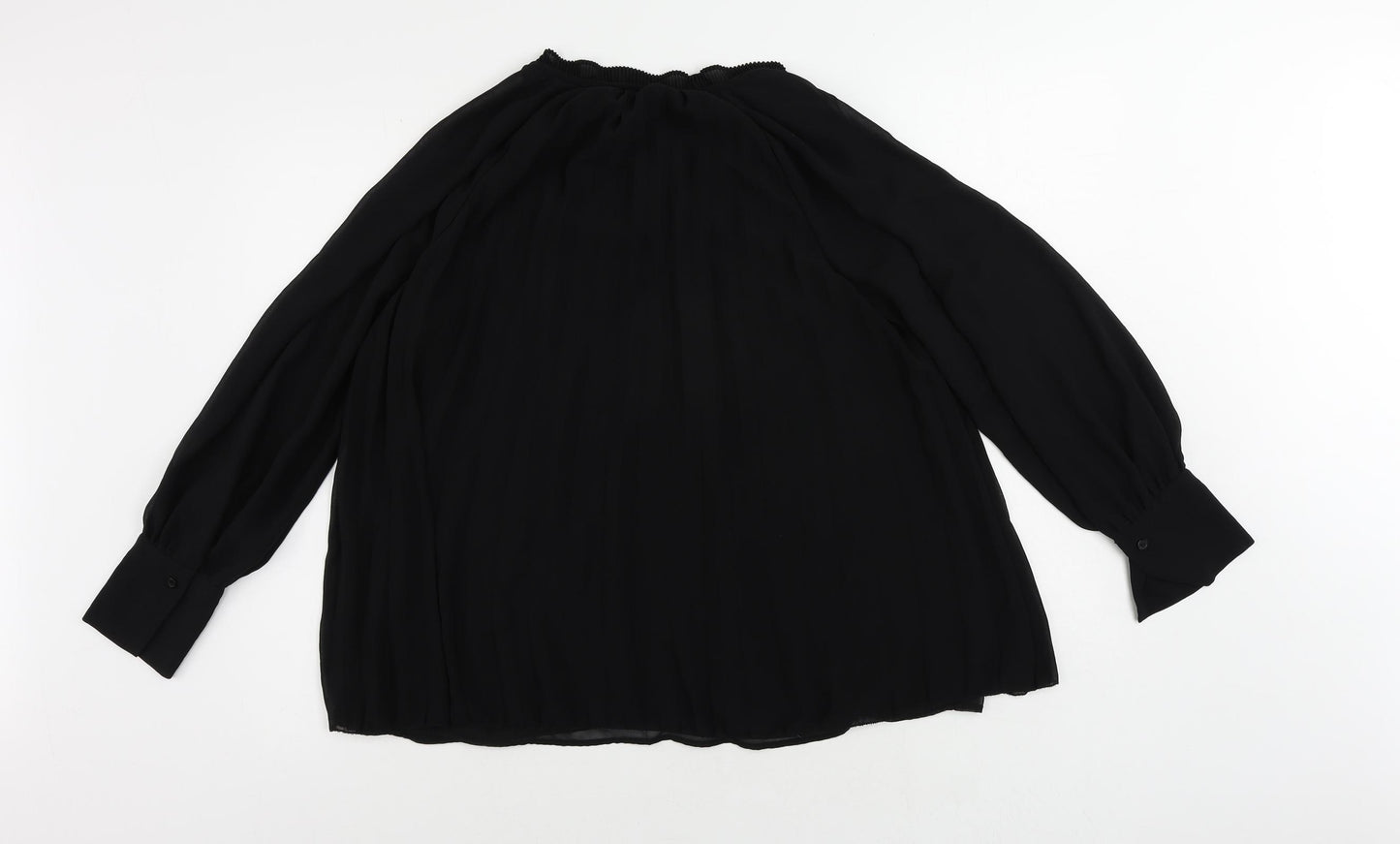 H&M Womens Black Polyester Basic Blouse Size S V-Neck - Pleated