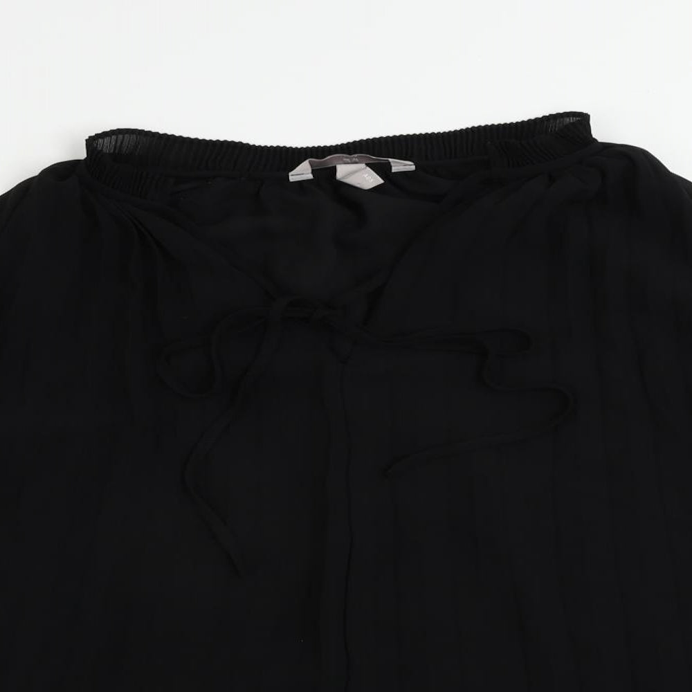 H&M Womens Black Polyester Basic Blouse Size S V-Neck - Pleated