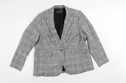 Marks and Spencer Womens Grey Plaid Jacket Blazer Size 20 Button