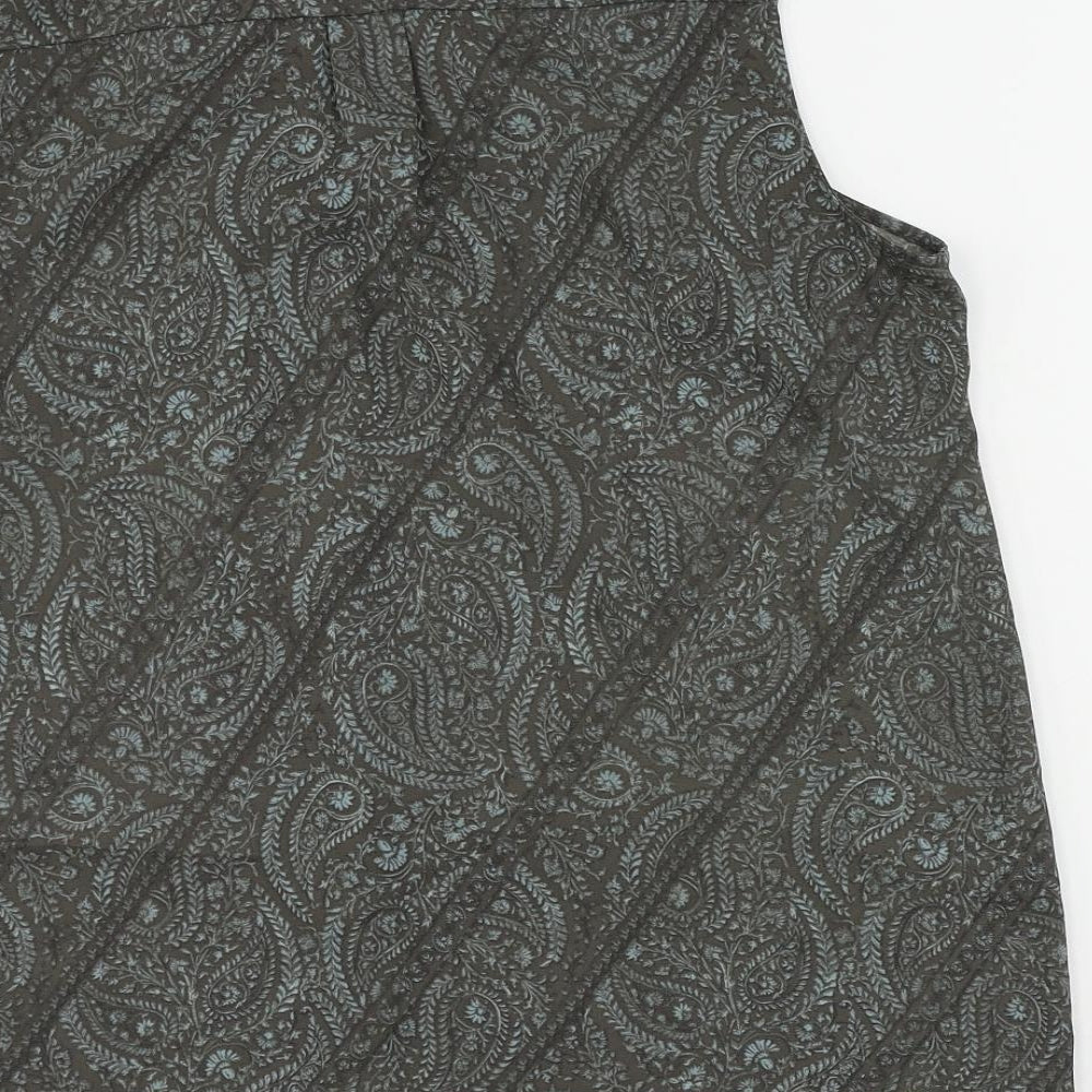 NEXT Womens Grey Paisley Polyester Basic Blouse Size 16 V-Neck