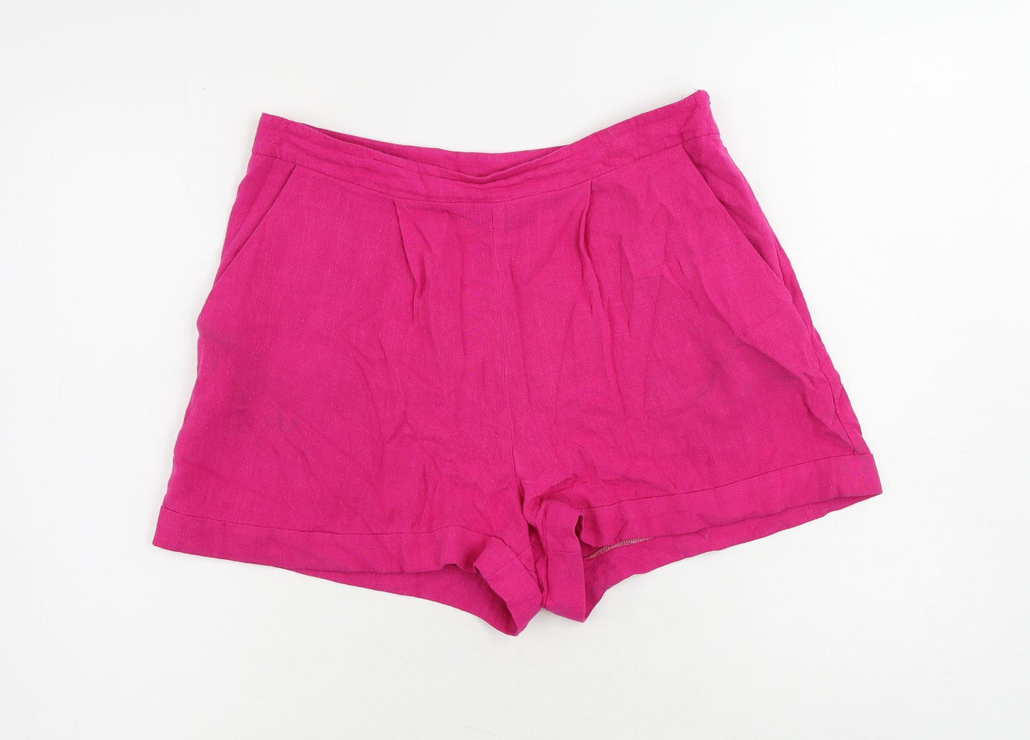 Miss Selfridge Womens Pink Viscose Basic Shorts Size 12 L4 in Regular Zip - Pockets