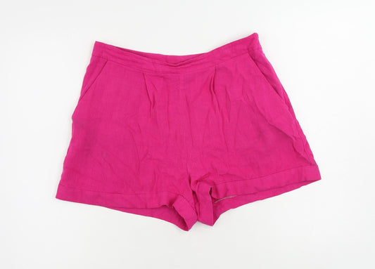 Miss Selfridge Womens Pink Viscose Basic Shorts Size 12 L4 in Regular Zip - Pockets