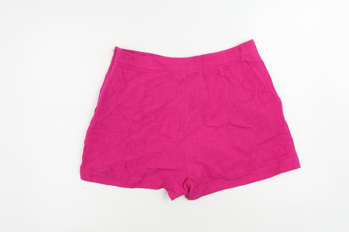 Miss Selfridge Womens Pink Viscose Basic Shorts Size 12 L4 in Regular Zip - Pockets