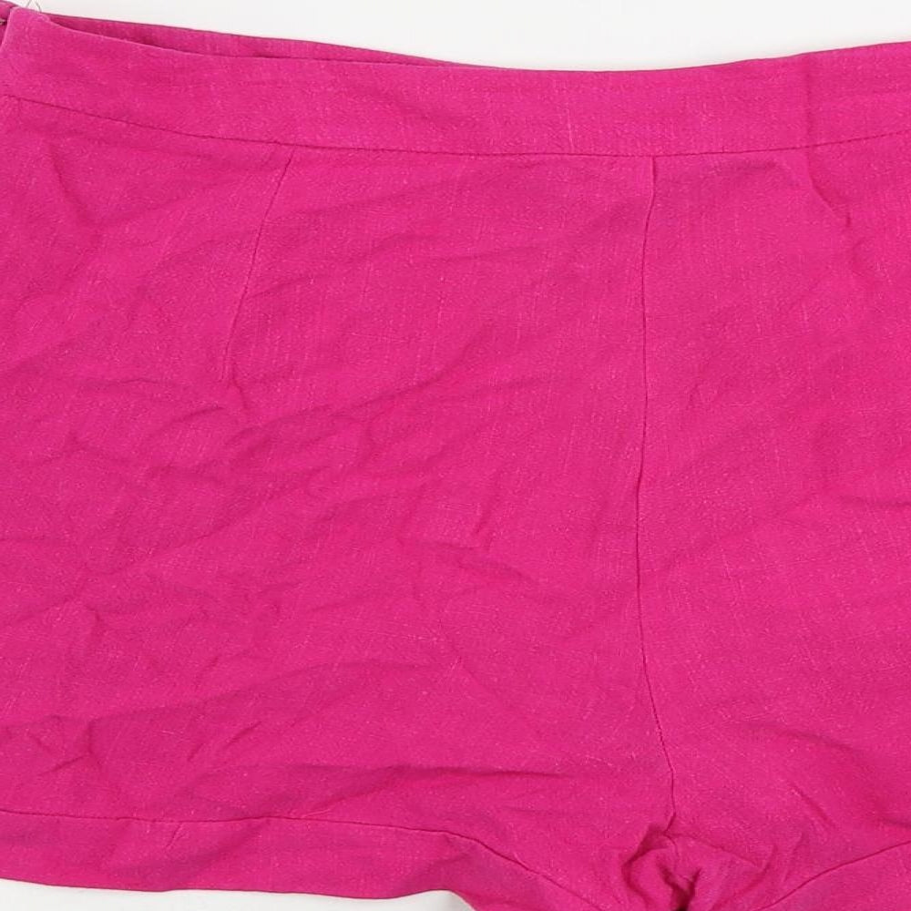 Miss Selfridge Womens Pink Viscose Basic Shorts Size 12 L4 in Regular Zip - Pockets