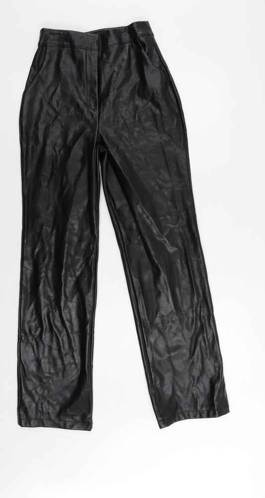 ASOS Womens Black Polyurethane Trousers Size 8 L31 in Regular Zip - Faux Leather