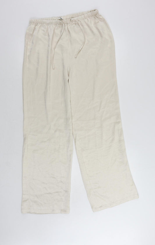 4th+ Reckless Womens Ivory Polyester Trousers Size 12 L29 in Regular Drawstring - Adjustable Waist