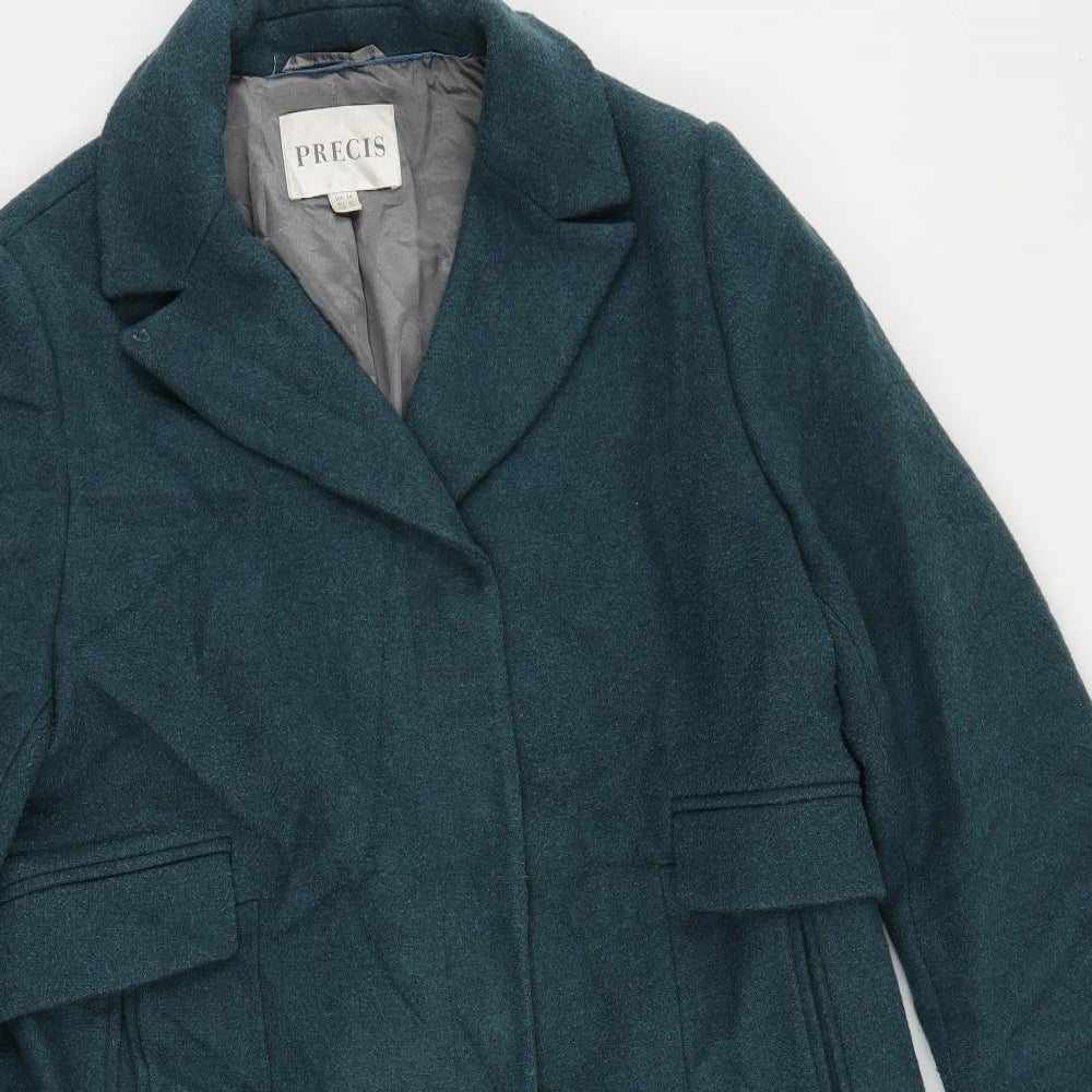 CC Womens Green Overcoat Coat Size 14 Snap