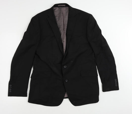 Marks and Spencer Mens Black Polyester Jacket Suit Jacket Size 44 Regular