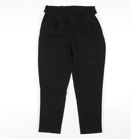 Zara Womens Black Polyester Carrot Trousers Size M L25 in Regular