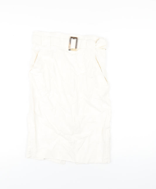 Marks and Spencer Womens Ivory Viscose Skort Skirt Size 8 Zip