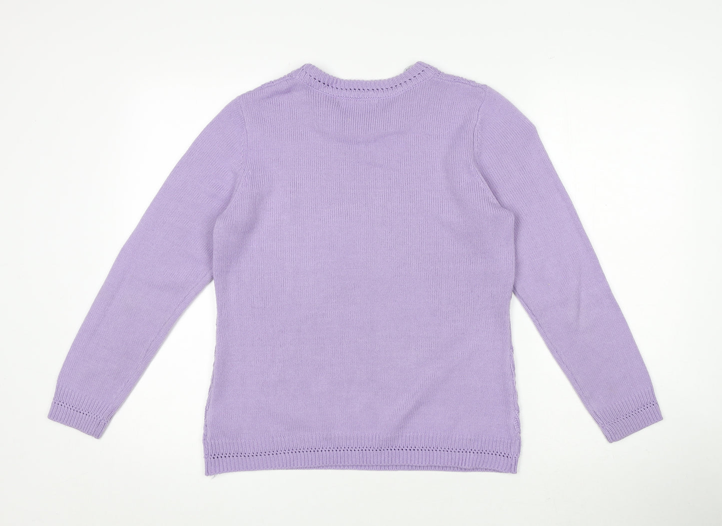 Bonmarché Womens Purple Crew Neck Acrylic Pullover Jumper Size S