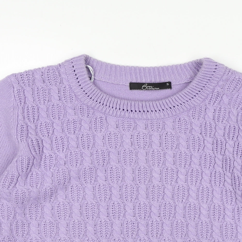 Bonmarché Womens Purple Crew Neck Acrylic Pullover Jumper Size S