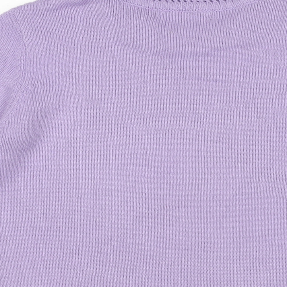 Bonmarché Womens Purple Crew Neck Acrylic Pullover Jumper Size S