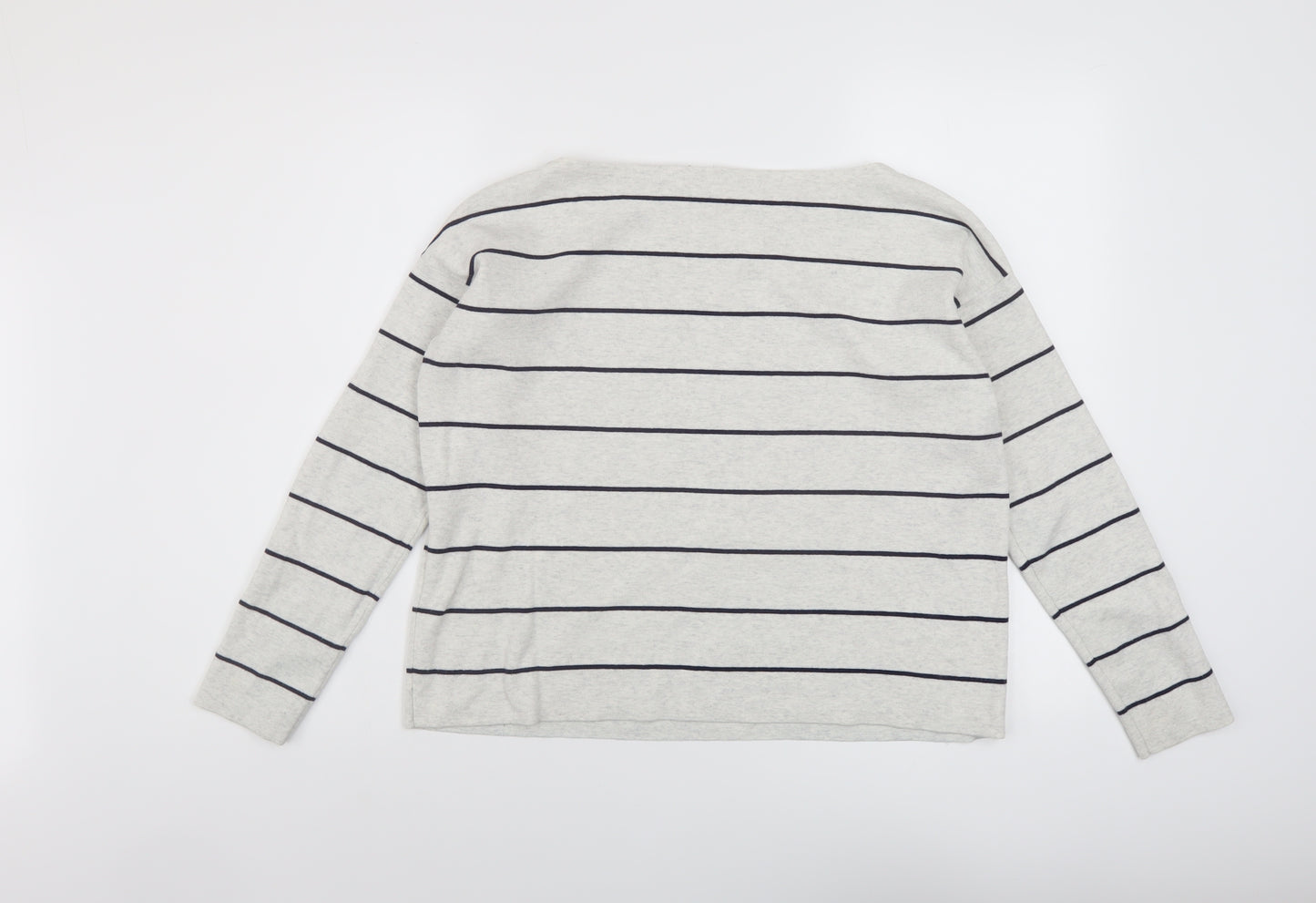 H&M Womens Ivory Round Neck Striped Cotton Pullover Jumper Size XS