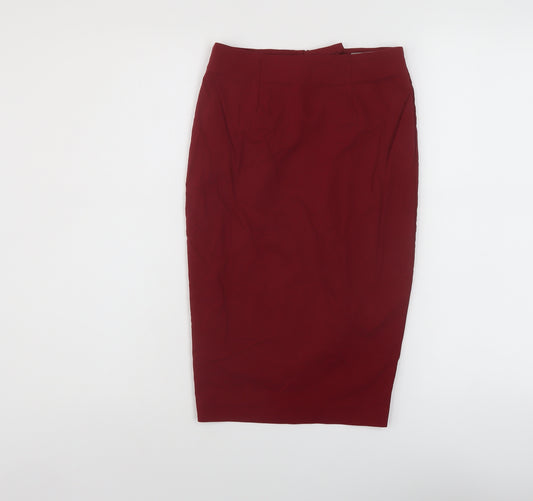 ASOS Womens Red Viscose Bandage Skirt Size 4 Zip