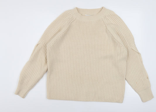 Very Womens Beige Crew Neck Acrylic Pullover Jumper Size 10