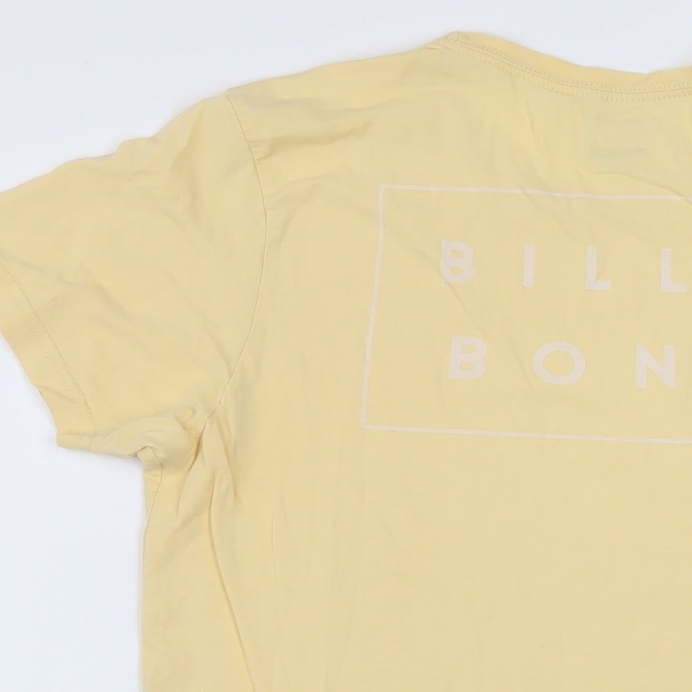 Billabong Mens Yellow Cotton T-Shirt Size S Crew Neck