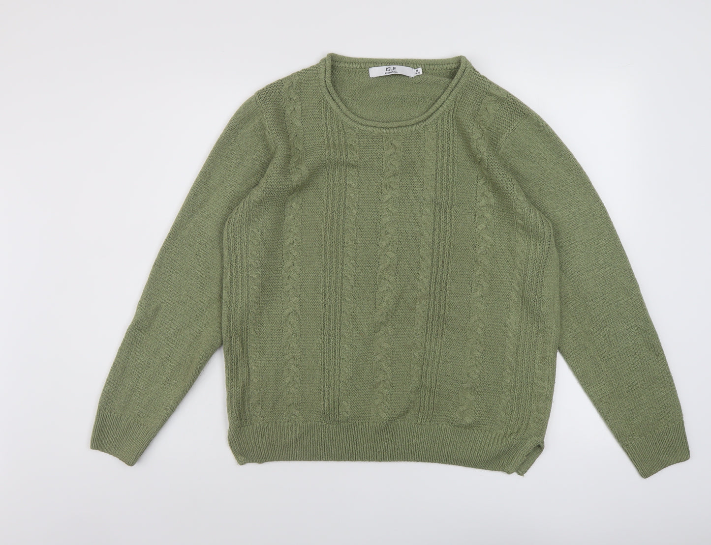 EWM Womens Green Crew Neck Acrylic Pullover Jumper Size 14