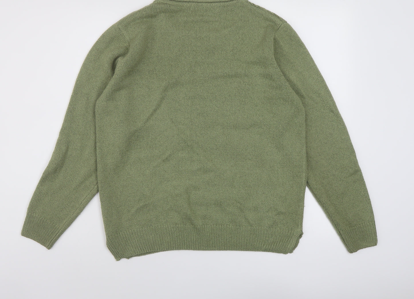 EWM Womens Green Crew Neck Acrylic Pullover Jumper Size 14